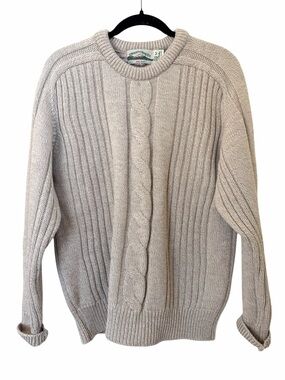 Aran Crafts Cable Crewneck Sweater Merino Wool